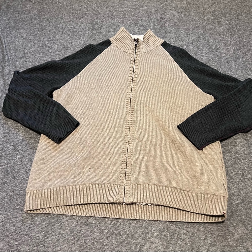 CARBON2COBALT Men's Tan full Zip Up Sweater Size L